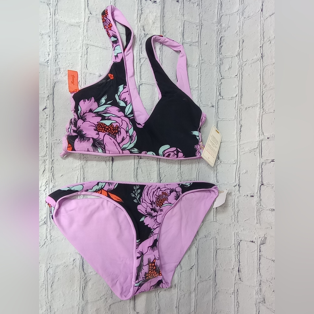 Maaji Pink and Black Floral Bikini Set